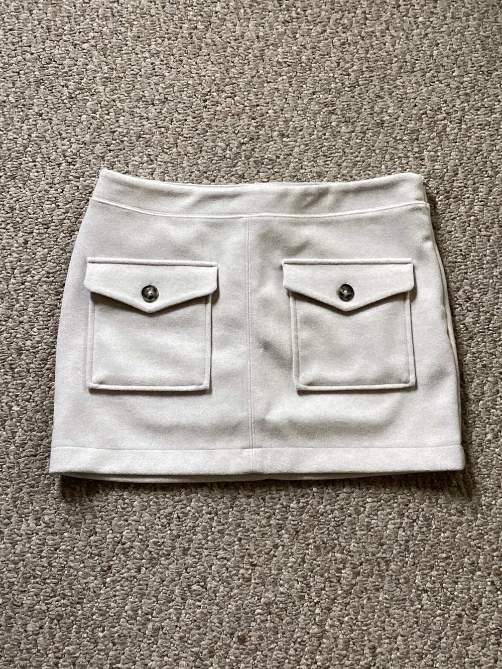 H&M Cream Mini Skirt with Front Flap Pockets